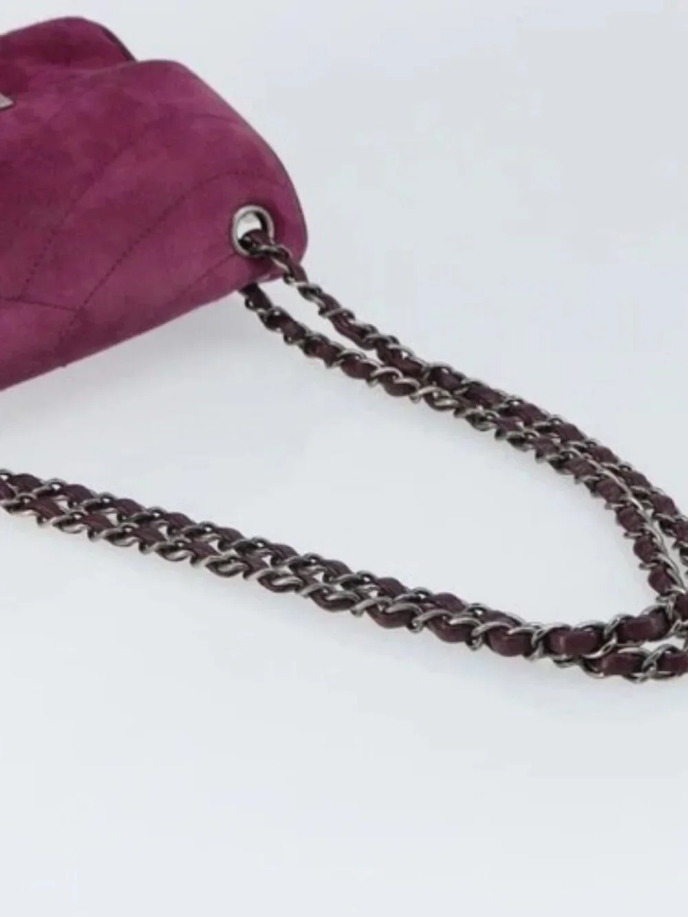 CHANEL Chain Shoulder Bag Suede Purple CC Auth